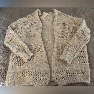 Cozy Beige Open-Knit Cardigan Dreamers By Debut Oversized Large